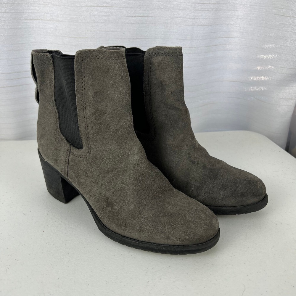 Sam Edelman Hanley Chelsea Boots Womens‎ 6.5 Gray Suede Block Heel Pull On Boho